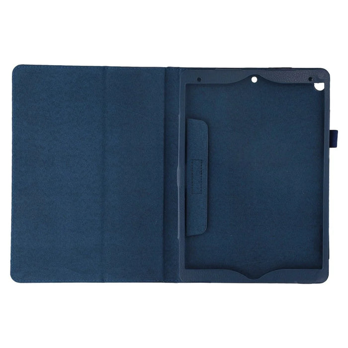 Tablet Case For iPad 10.2 (2021)  /  (2020)  /  (2019) Litchi Texture Bi-Fold Stand Leather Cover - Dark Blue - 3