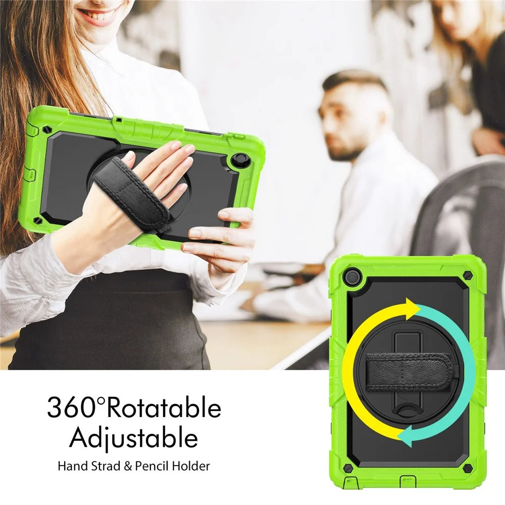 For Lenovo Tab M10 Plus (3rd Gen) / Xiaoxin Pad 2022 10.6 inch 125FU / 128FU Silicone+PC Protective Case with Shoulder Strap Anti-Scratch Cover Shockproof Portable Tablet Kickstand Case - Yellow Green - 2
