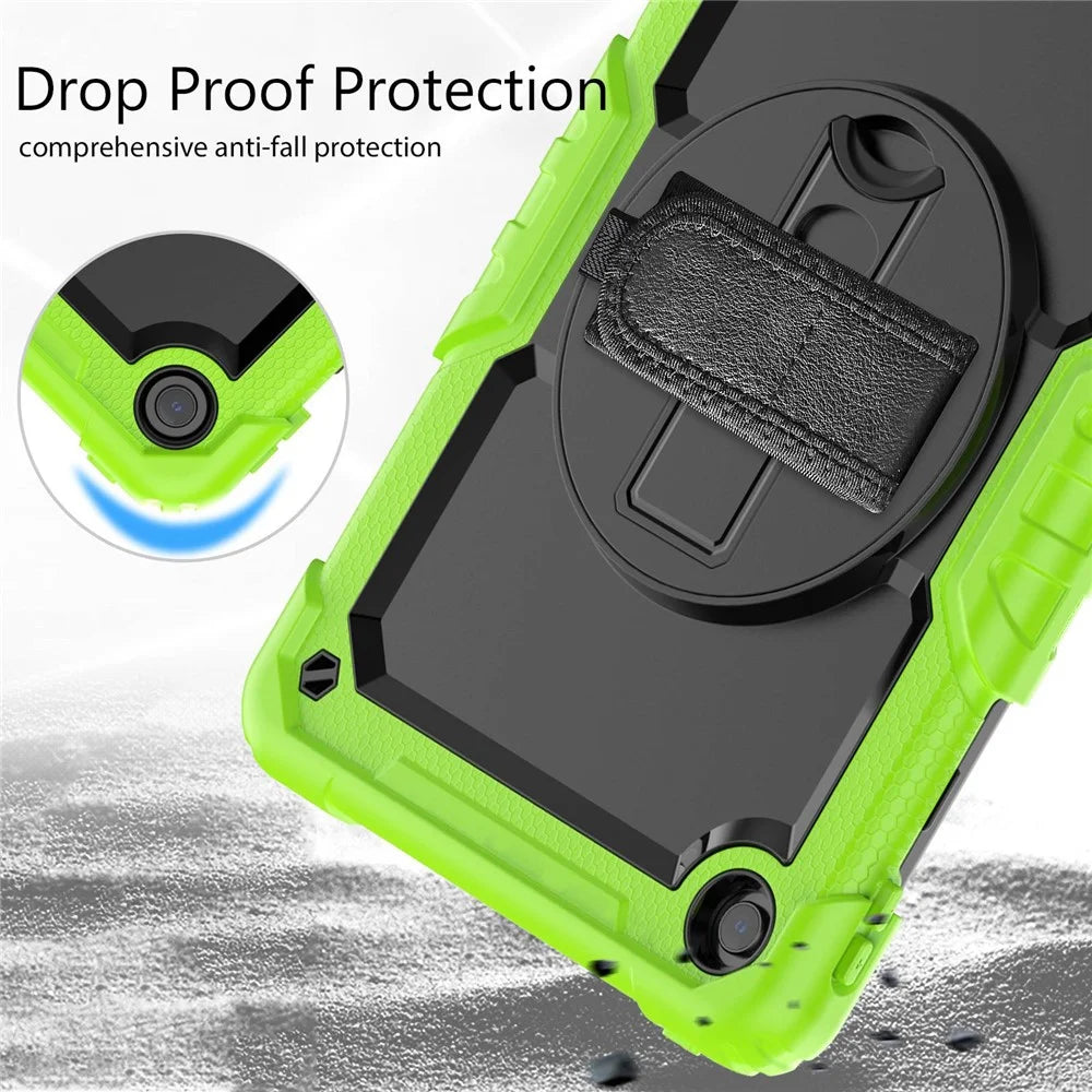 For Lenovo Tab M10 Plus (3rd Gen) / Xiaoxin Pad 2022 10.6 inch 125FU / 128FU Silicone+PC Protective Case with Shoulder Strap Anti-Scratch Cover Shockproof Portable Tablet Kickstand Case - Yellow Green - 7