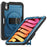 For iPad mini (2024) / (2021) Case Hand Strap Kickstand PC + TPU Tablet Cover with Pencil Holder - Navy Blue - 1