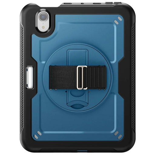 For iPad mini (2024) / (2021) Case Hand Strap Kickstand PC + TPU Tablet Cover with Pencil Holder - Navy Blue - 2
