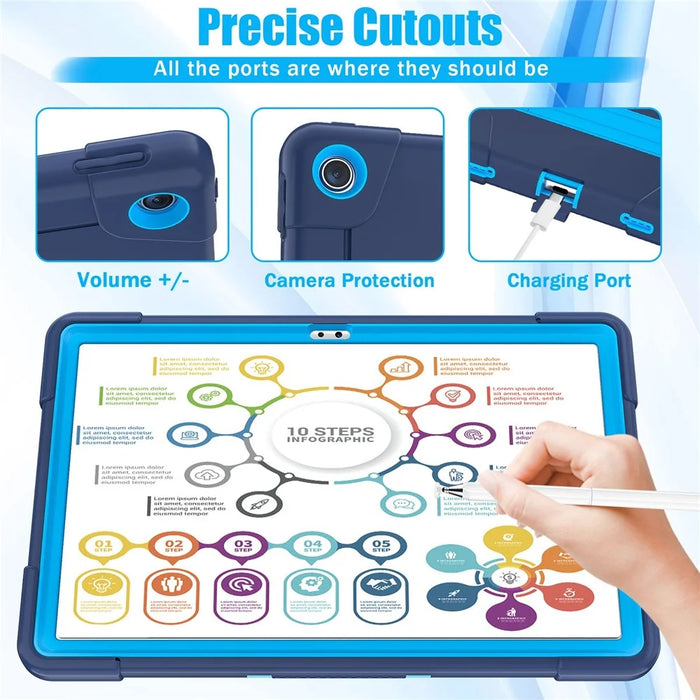 For Lenovo Tab M10 Plus (3rd Gen) / Xiaoxin Pad 2022 10.6 inch 125FU / 128FU Protective Case Robot Pattern Silicone+PC Tablet Anti-Scratch Cover Shockproof Portable Kickstand Case - Navy Blue / Blue - 2