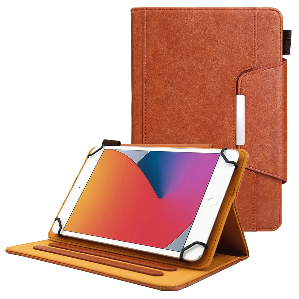 For 10 inch Universal Tablet Case Auto Wake  /  Sleep PU Leather Stand Flip Cover with Wallet - Brown - 1