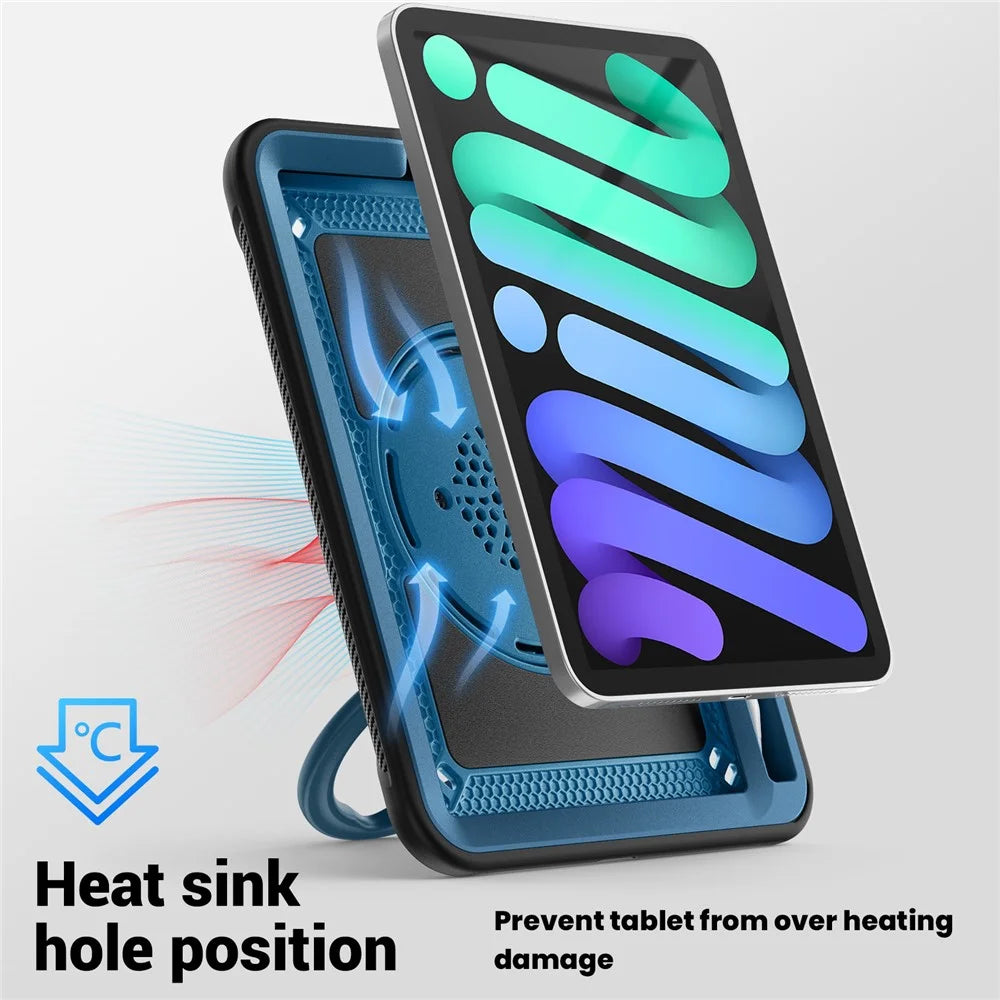 For iPad mini (2024)  /  (2021) Case Rotating Kickstand PC + TPU Shockproof Tablet Cover - Navy Blue - 4