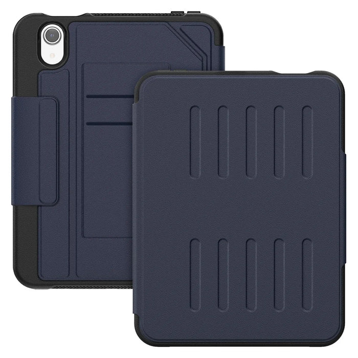 For iPad mini (2024)  /  (2021) Case with Card Slots PC + TPU + PU U-Shape Stand Tablet Cover - Navy Blue - 3