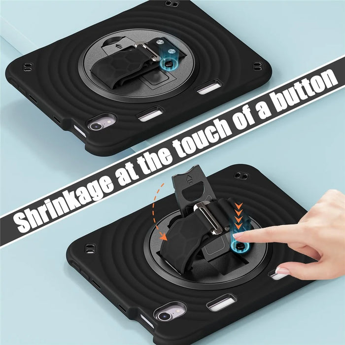 For iPad mini (2024) / (2021) Case Kickstand PC + Silicone + TPU Tablet Cover - Black - 2