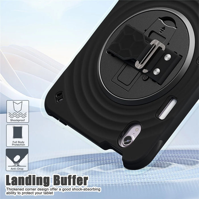 For iPad mini (2024) / (2021) Case Kickstand PC + Silicone + TPU Tablet Cover - Black - 3
