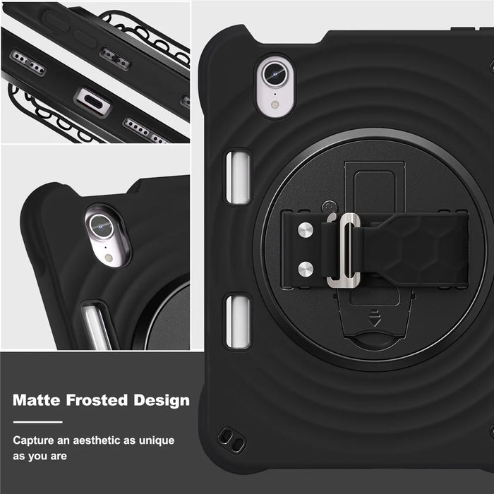 For iPad mini (2024) / (2021) Case Kickstand PC + Silicone + TPU Tablet Cover - Black - 5