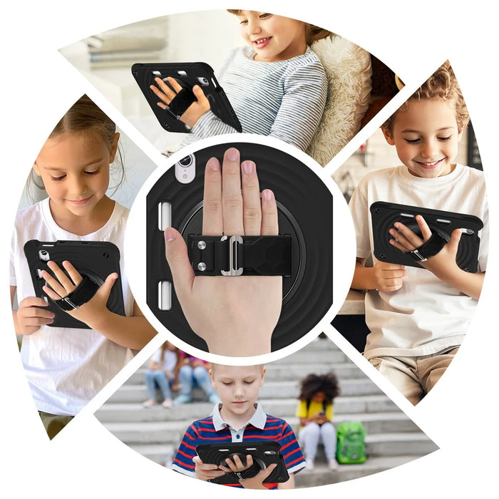 For iPad mini (2024) / (2021) Case Kickstand PC + Silicone + TPU Tablet Cover - Black - 6