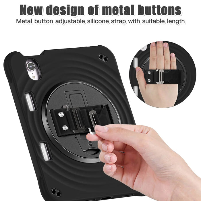 For iPad mini (2024) / (2021) Case Kickstand PC + Silicone + TPU Tablet Cover - Black - 7