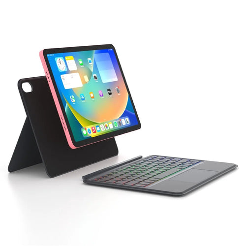 P109 For iPad (2025) / 10.9 (2022) Magnetic Bluetooth-Compatible Keyboard with Touchpad Backlit + Tablet Case - Black Grey - 1