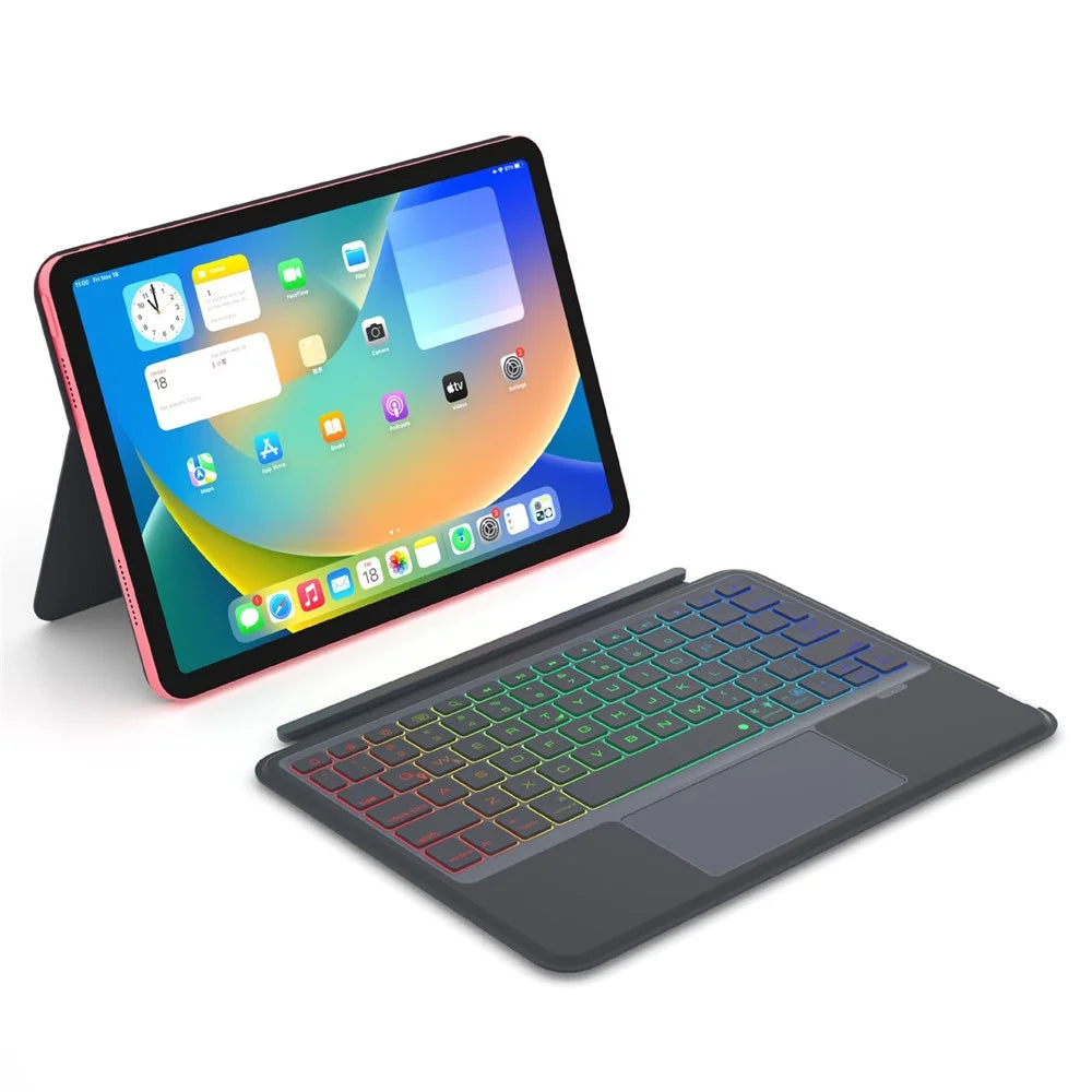 P109 For iPad (2025) / 10.9 (2022) Magnetic Bluetooth-Compatible Keyboard with Touchpad Backlit + Tablet Case - Black Grey - 2