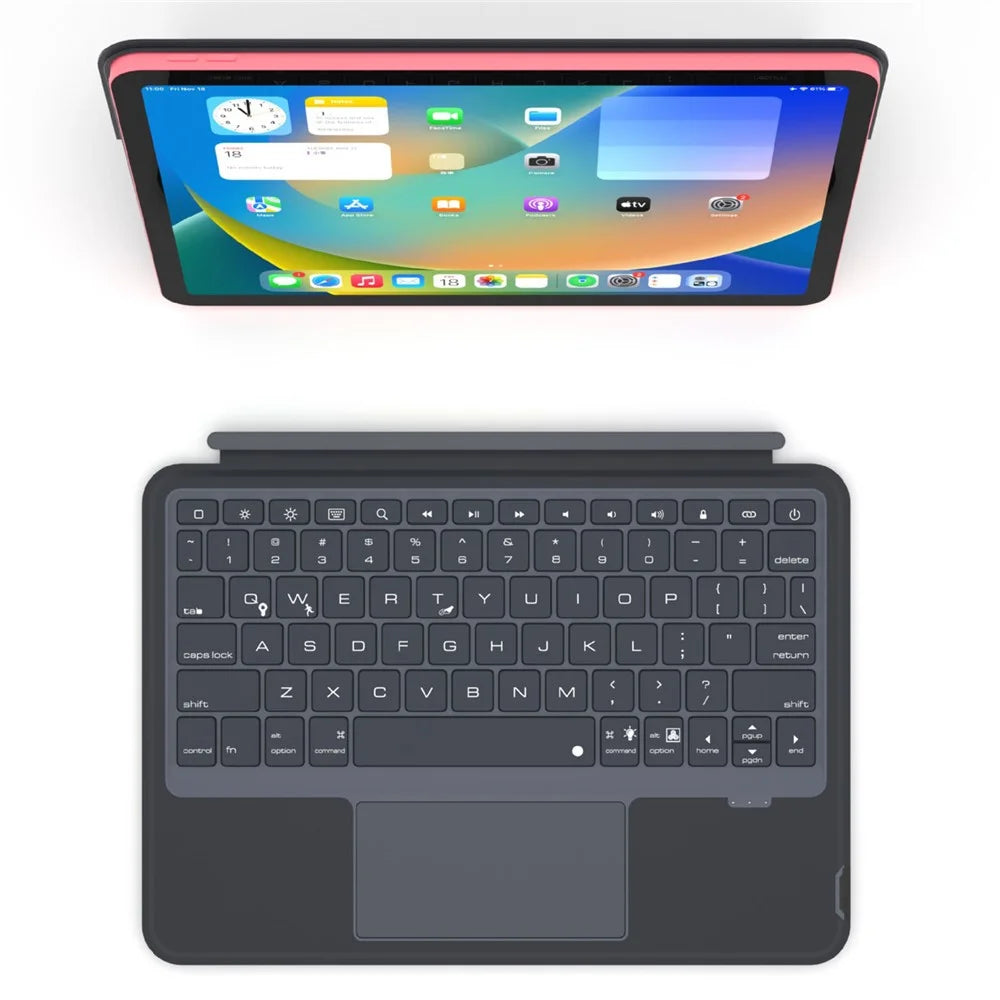 P109 For iPad (2025) / 10.9 (2022) Magnetic Bluetooth-Compatible Keyboard with Touchpad Backlit + Tablet Case - Black Grey - 3