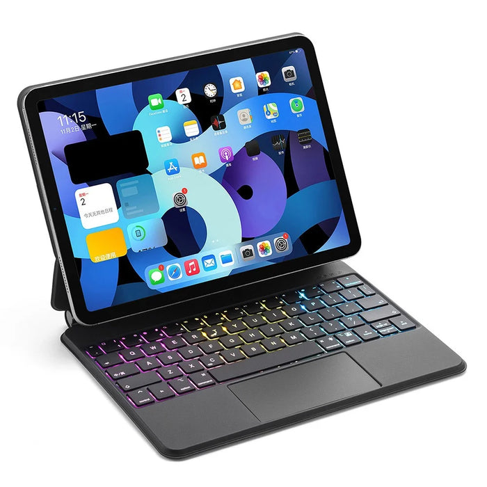 For iPad Pro 13 (2025) / (2024) Bluetooth-compatible Keyboard Magnetic Touchpad Keyboard with Tablet Case - Black - 2