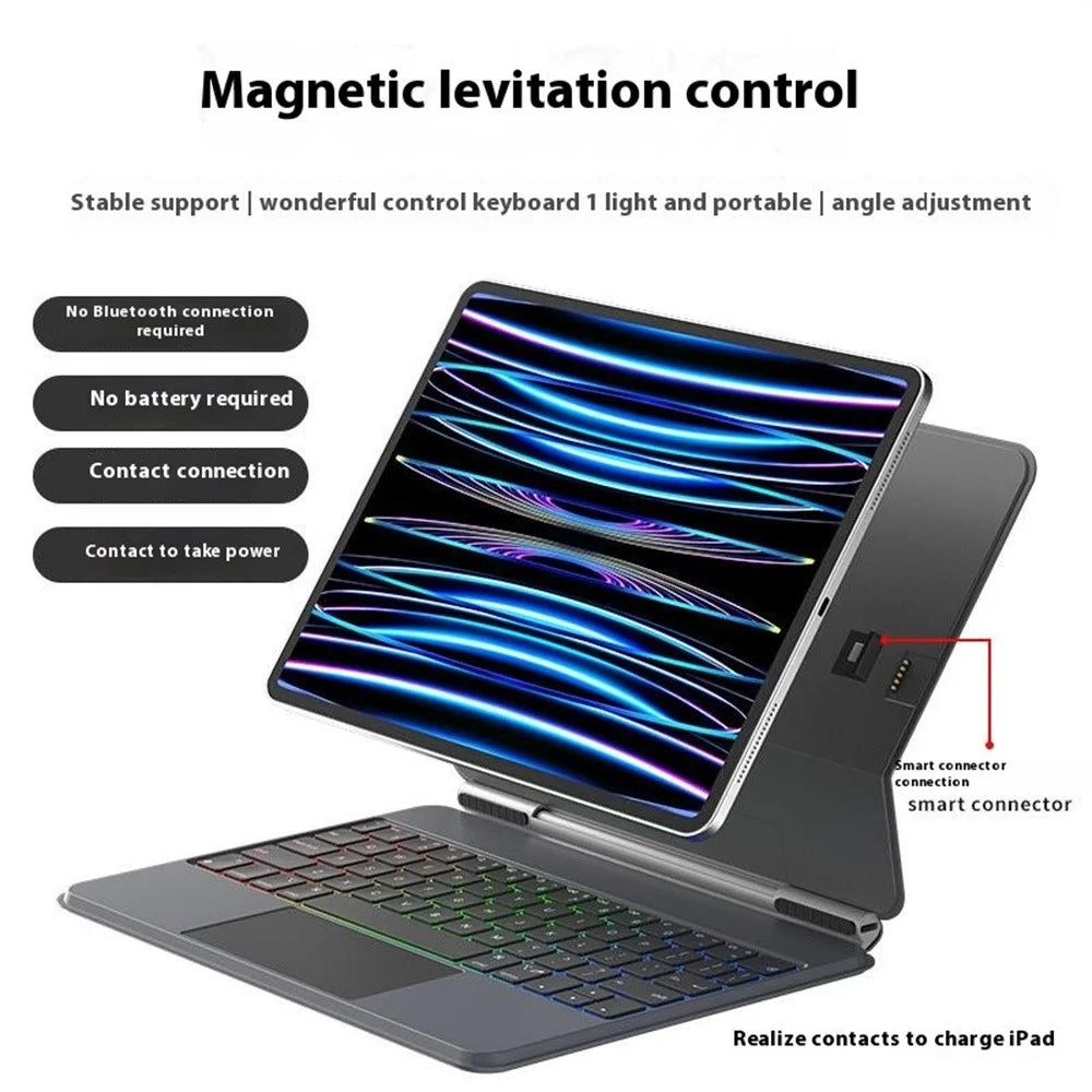 For iPad Pro 11 (2025) / (2024) Wireless Magnetic Keyboard with Backlit (Smart Connector, without Bluetooth-Compatible) - 4
