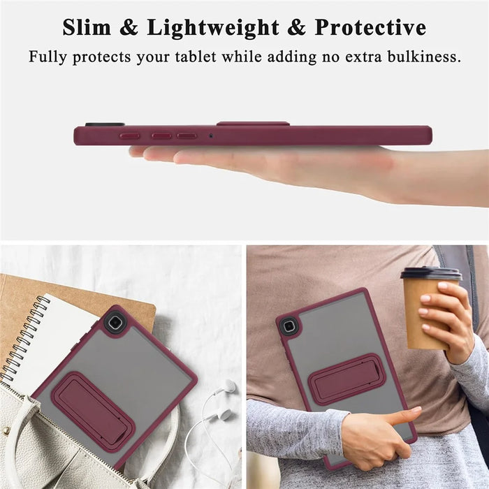 For Samsung Galaxy Tab A7 Lite 8.7-inch Case with Kickstand TPU + PC Skin-Touch Tablet Cover - Wine Red - 4