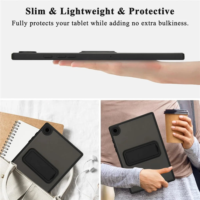 For Samsung Galaxy Tab A8 10.5 (2022) / (2021) Case with Kickstand TPU + PC Skin-Touch Tablet Cover - Black - 4