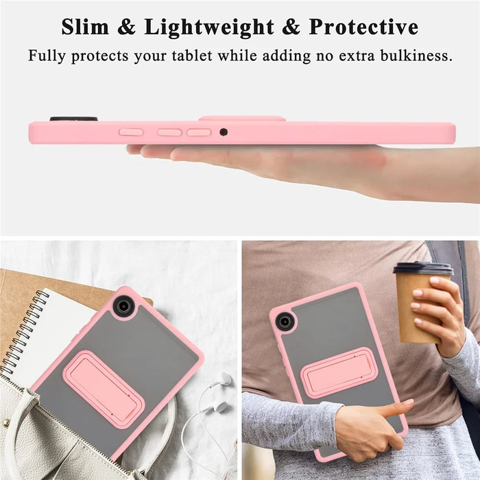 For Samsung Galaxy Tab A9 Case with Kickstand TPU + PC Skin-Touch Tablet Cover - Pink - 4