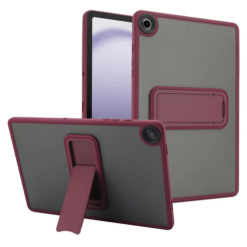 For Samsung Galaxy Tab A9+ Case with Kickstand TPU + PC Skin-Touch Tablet Cover - Wine Red - 1