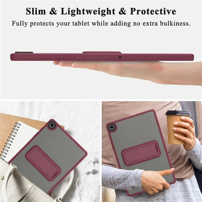 For Samsung Galaxy Tab A9+ Case with Kickstand TPU + PC Skin-Touch Tablet Cover - Wine Red - 4