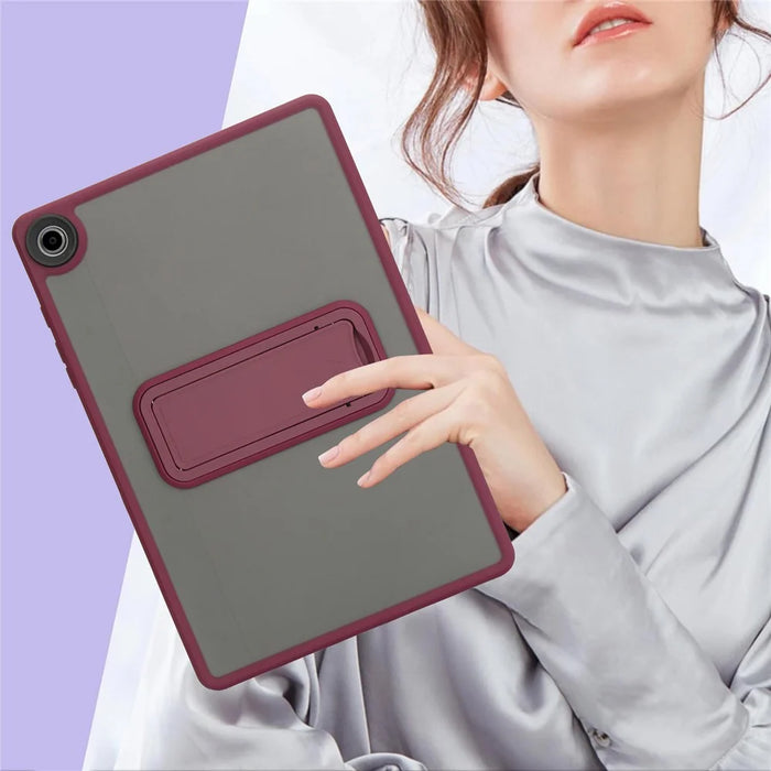 For Samsung Galaxy Tab A9+ Case with Kickstand TPU + PC Skin-Touch Tablet Cover - Wine Red - 7
