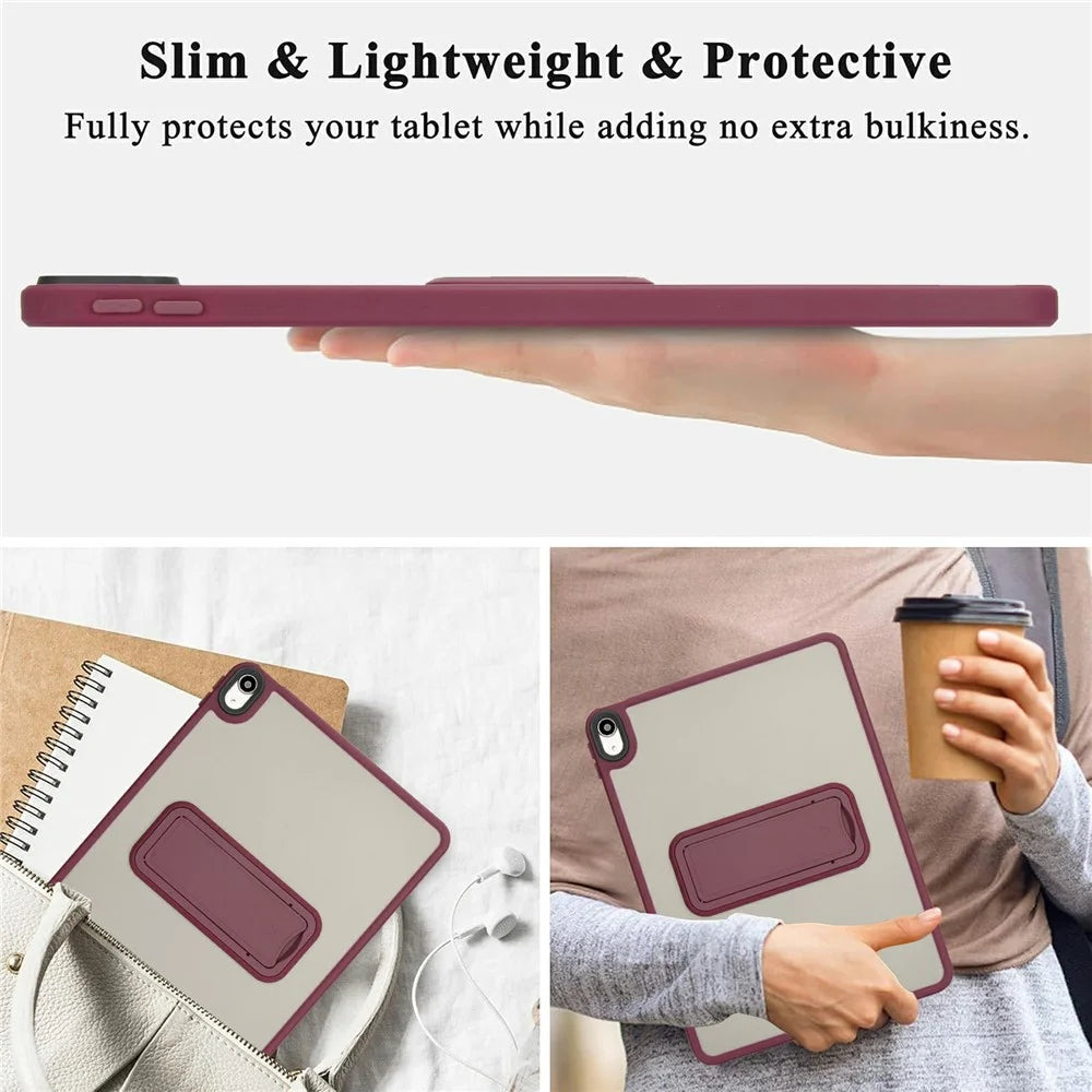 Tablet Case with Kickstand For iPad Air 11 (2026) / (2025) / (2024) / Air (2022) /  (2020) / iPad Pro 11-inch (2018) TPU + PC Skin-Touch Cover - Wine Red - 4