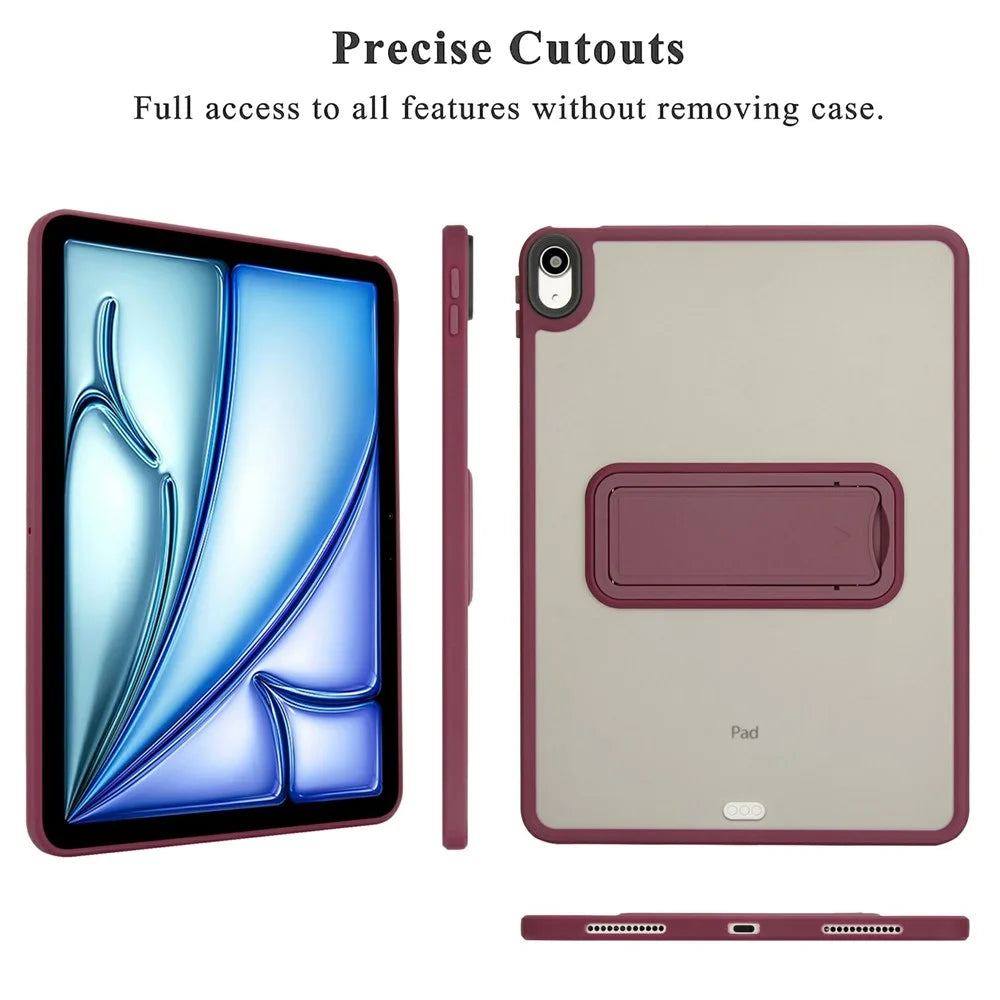 Tablet Case with Kickstand For iPad Air 11 (2026) / (2025) / (2024) / Air (2022) /  (2020) / iPad Pro 11-inch (2018) TPU + PC Skin-Touch Cover - Wine Red - 5