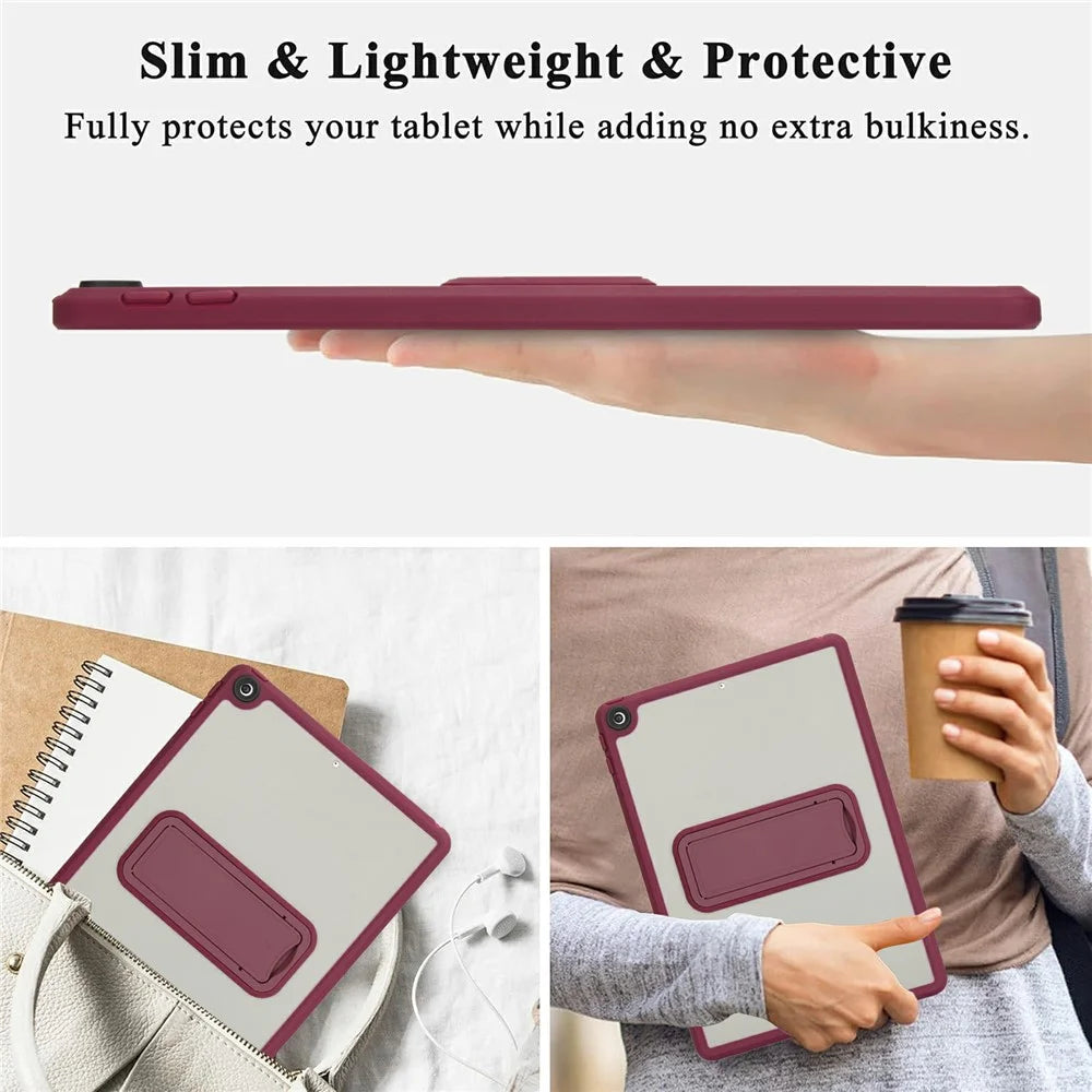 Tablet Case with Kickstand For iPad 10.2 (2021) / (2020) / (2019) TPU + PC Skin-Touch Cover - Wine Red - 4