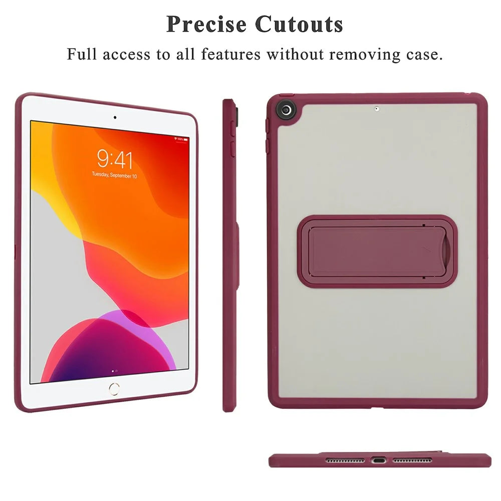 Tablet Case with Kickstand For iPad 10.2 (2021) / (2020) / (2019) TPU + PC Skin-Touch Cover - Wine Red - 5