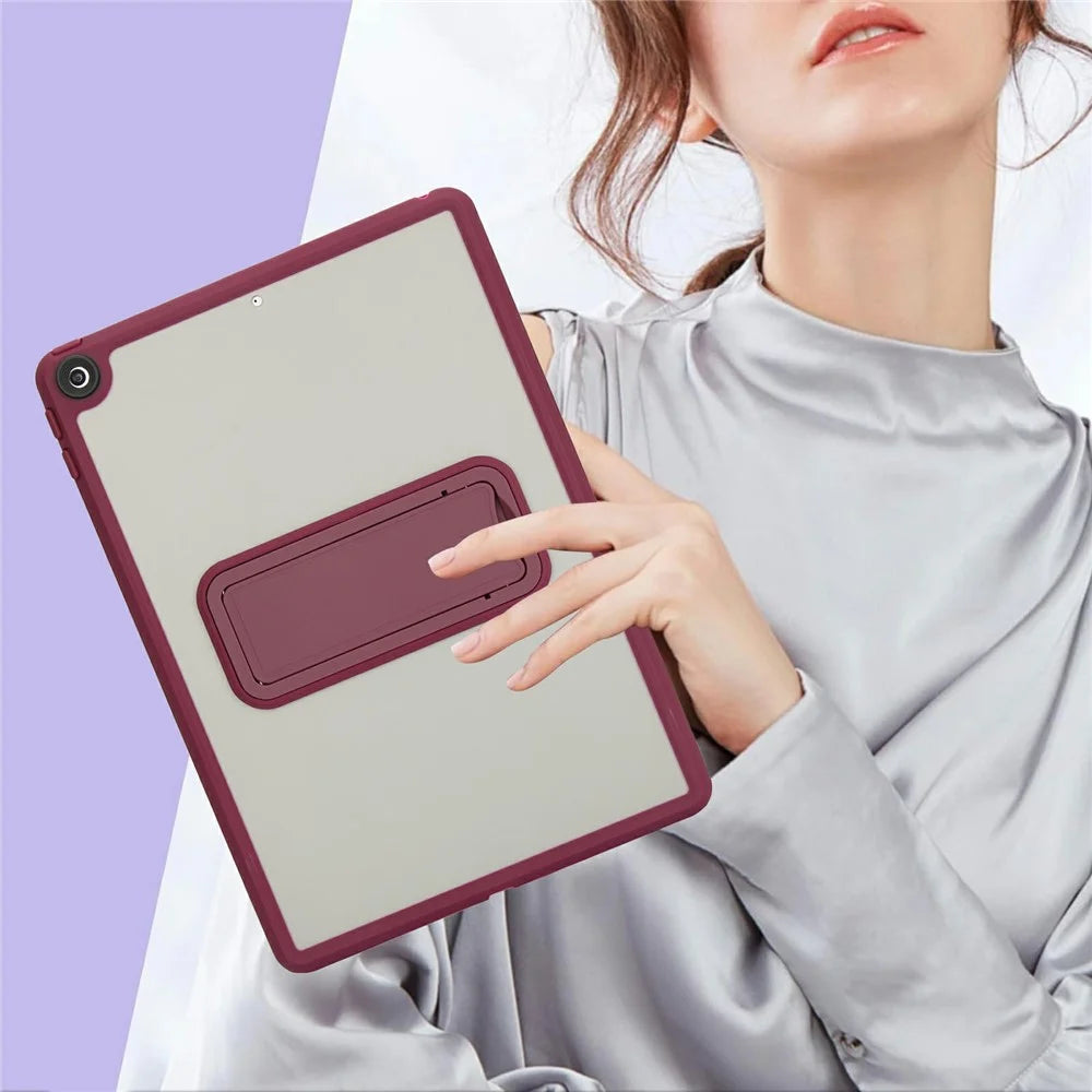 Tablet Case with Kickstand For iPad 10.2 (2021) / (2020) / (2019) TPU + PC Skin-Touch Cover - Wine Red - 7