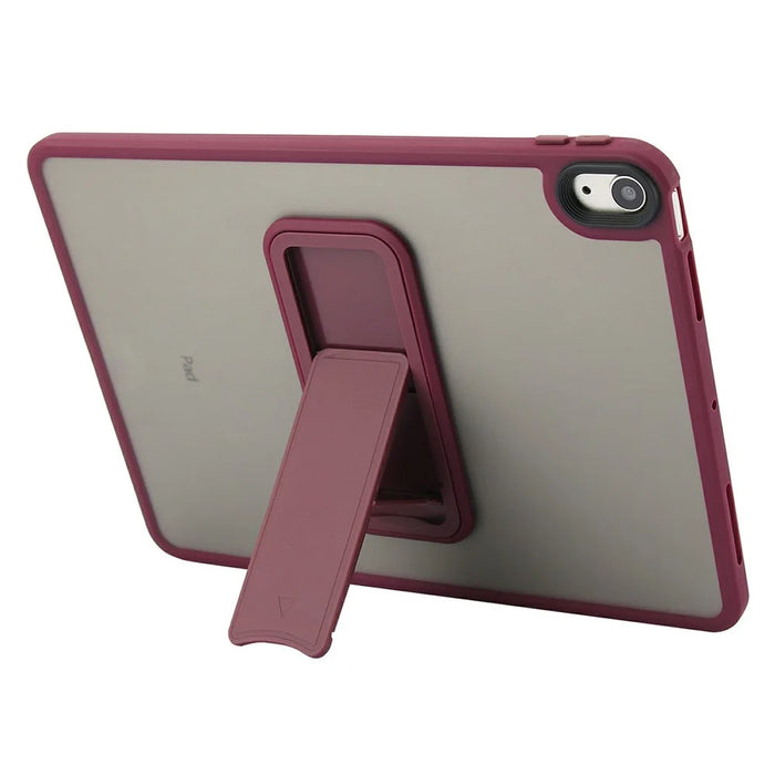 For iPad (2025) / 10.9 (2022) Case with Kickstand TPU + PC Skin-Touch Tablet Cover - Wine Red - 2