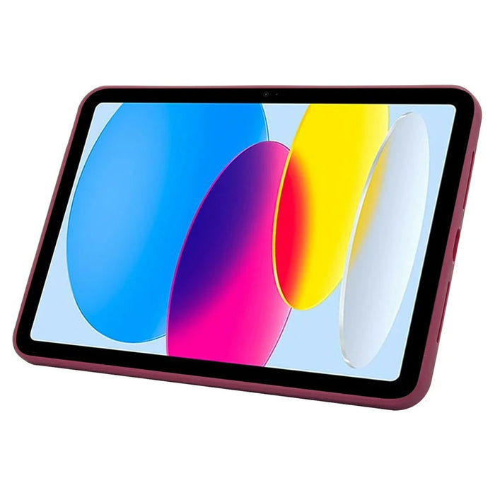 For iPad (2025) / 10.9 (2022) Case with Kickstand TPU + PC Skin-Touch Tablet Cover - Wine Red - 3