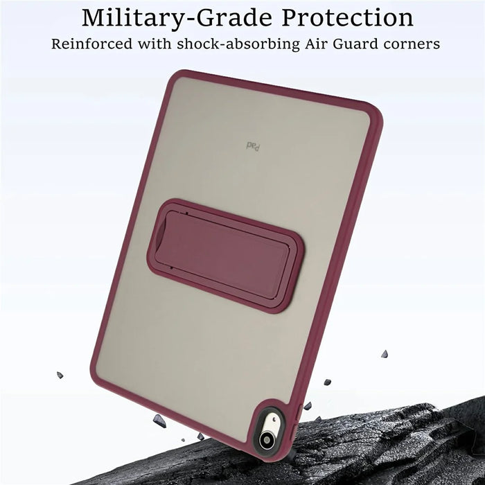 For iPad (2025) / 10.9 (2022) Case with Kickstand TPU + PC Skin-Touch Tablet Cover - Wine Red - 6