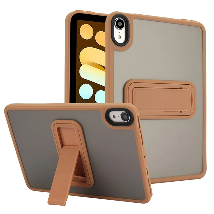 For iPad mini (2024) / (2021) Case with Kickstand TPU + PC Skin-Touch Tablet Cover - Desert Gold - 1
