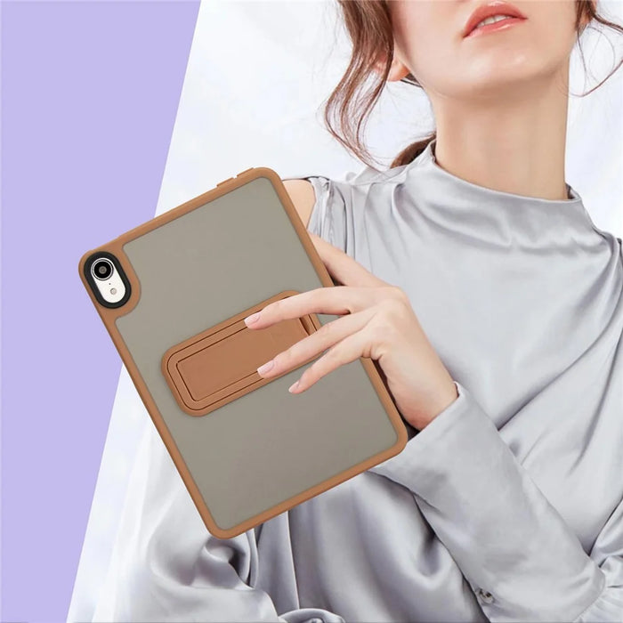 For iPad mini (2024) / (2021) Case with Kickstand TPU + PC Skin-Touch Tablet Cover - Desert Gold - 6