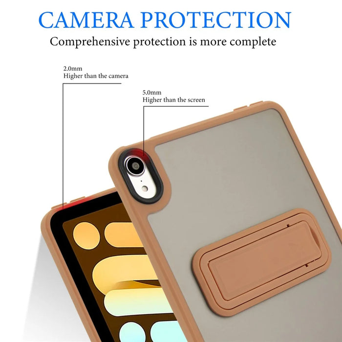 For iPad mini (2024) / (2021) Case with Kickstand TPU + PC Skin-Touch Tablet Cover - Desert Gold - 7