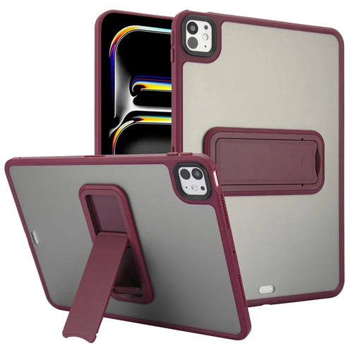 For iPad Pro 11 (2025) / 11 (2024) Tablet Case with Kickstand TPU + PC Skin-Touch Cover - Wine Red - 1