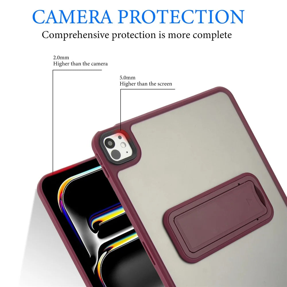For iPad Pro 11 (2025) / 11 (2024) Tablet Case with Kickstand TPU + PC Skin-Touch Cover - Wine Red - 7