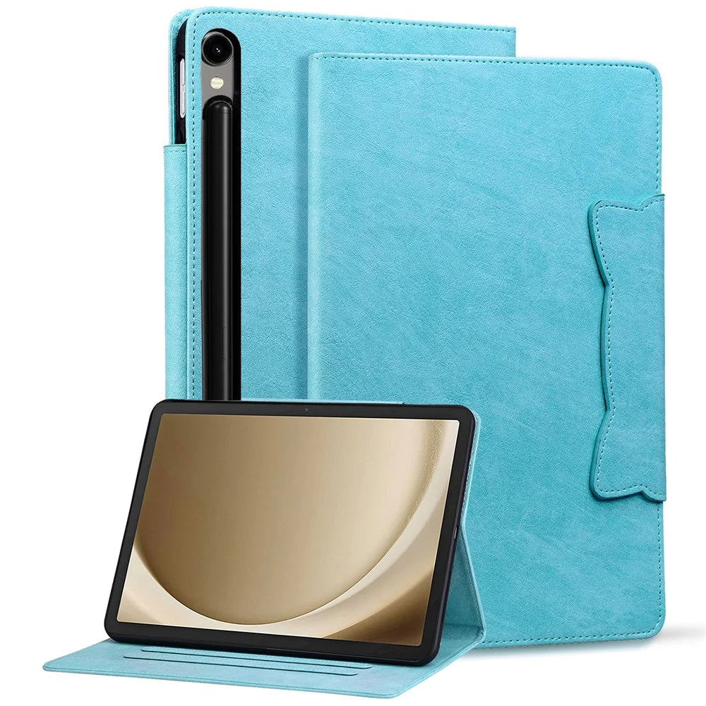 For Samsung Galaxy Tab S10 FE+ Case Cat Buckle Closure Leather Protective Stand Cover - Sky Blue - 1