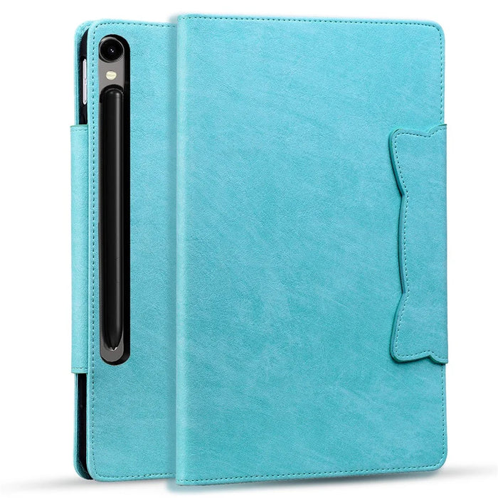 For Samsung Galaxy Tab S10 FE+ Case Cat Buckle Closure Leather Protective Stand Cover - Sky Blue - 5