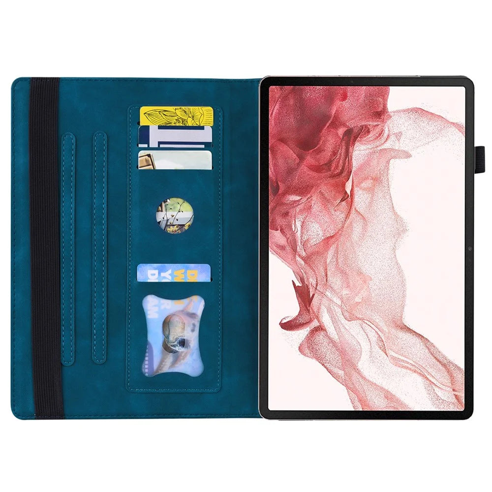 For Samsung Galaxy Tab S10 FE+ Case PU Leather Protective Folio Tablet Cover with Card Holder - Blue - 2