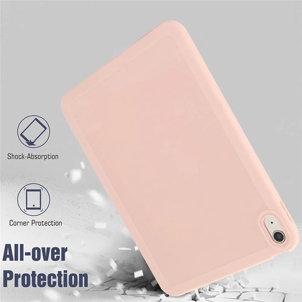 For iPad (2025) / 10.9 (2022) Case Solid Color Soft TPU Tablet Protective Cover - Pink - 4