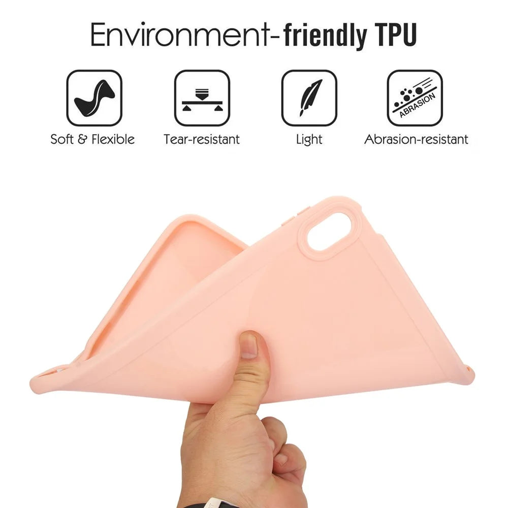 For iPad (2025) / 10.9 (2022) Case Solid Color Soft TPU Tablet Protective Cover - Pink - 6