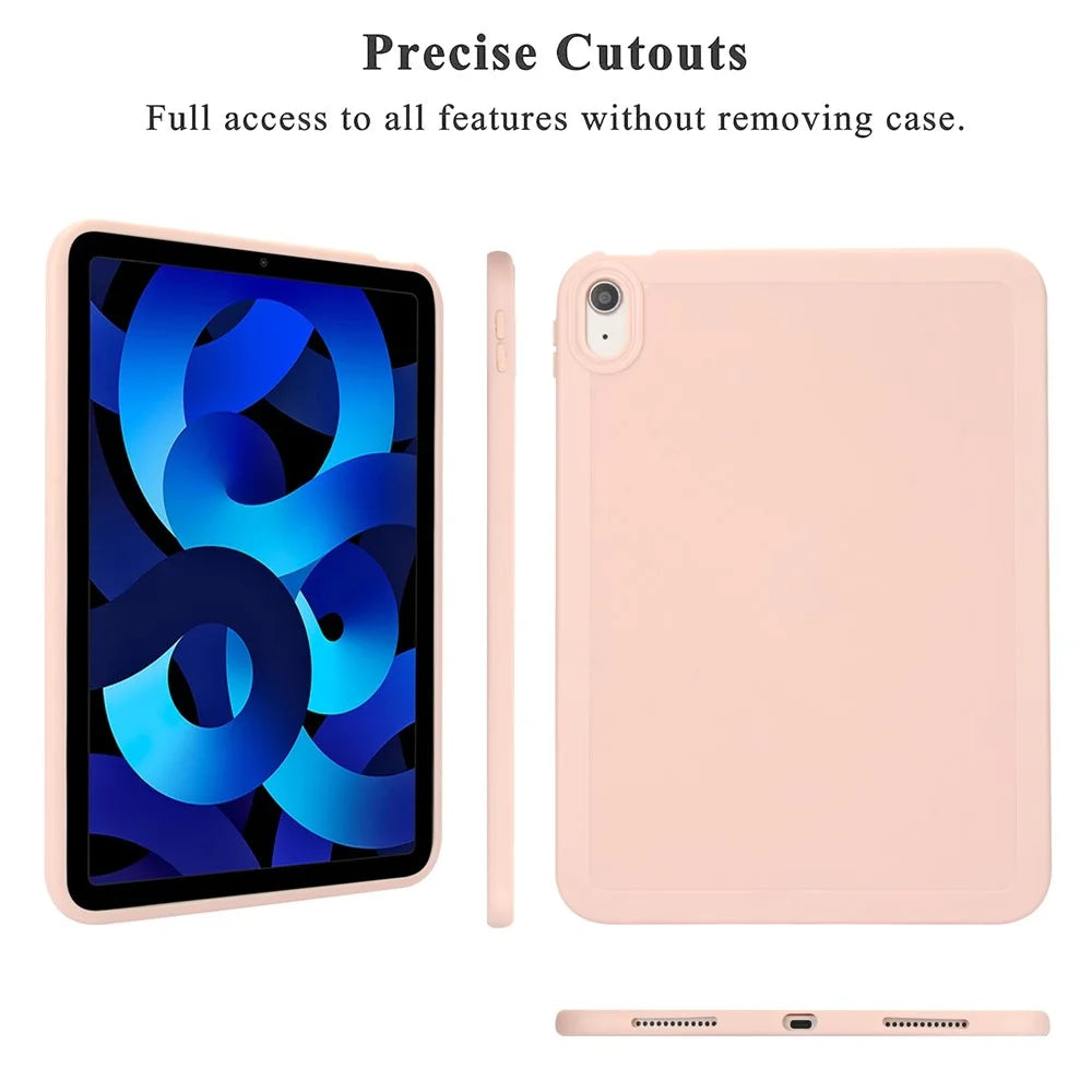 For iPad (2025) / 10.9 (2022) Case Solid Color Soft TPU Tablet Protective Cover - Pink - 7