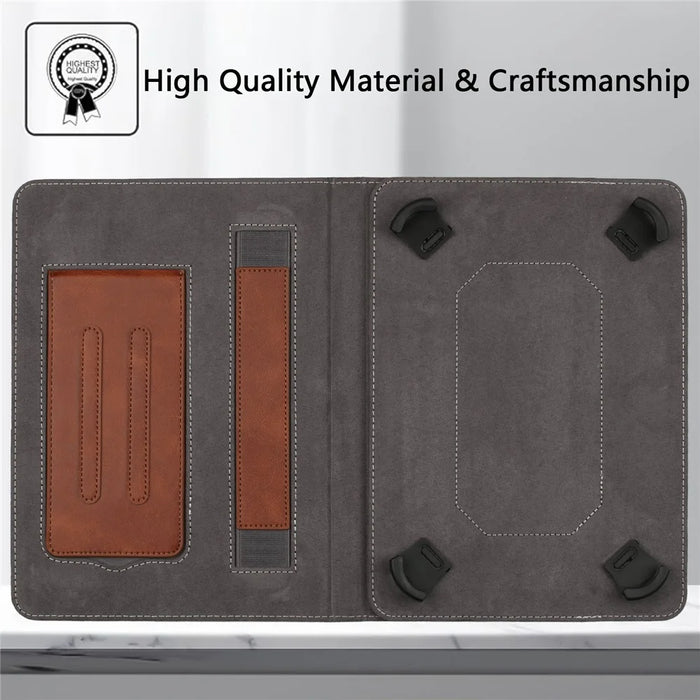 For 7-8 inch Universal Tablet Case Retro Cowhide Texture Leather Cover with Card Holder - Coffee - 2