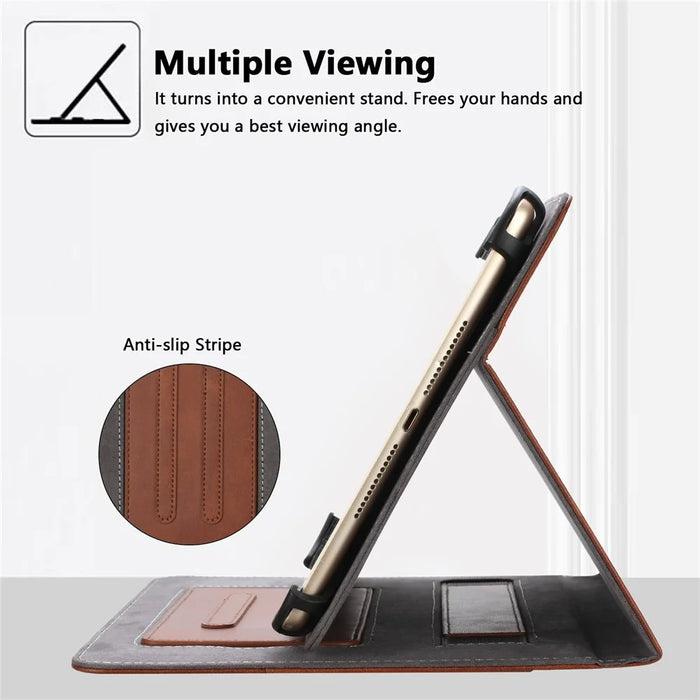 For 7-8 inch Universal Tablet Case Retro Cowhide Texture Leather Cover with Card Holder - Coffee - 3