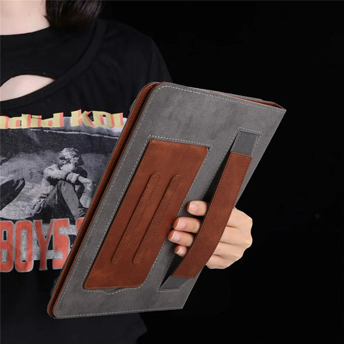For 7-8 inch Universal Tablet Case Retro Cowhide Texture Leather Cover with Card Holder - Coffee - 4