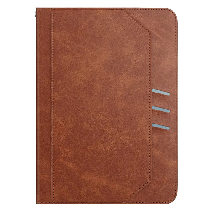 For 7-8 inch Universal Tablet Case Retro Cowhide Texture Leather Cover with Card Holder - Coffee - 5