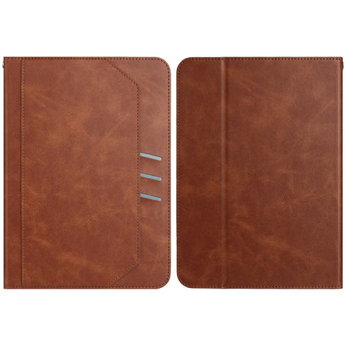 For 10 inch Universal Tablet Case Retro Cowhide Texture Leather Cover with Card Holder - Coffee - 1