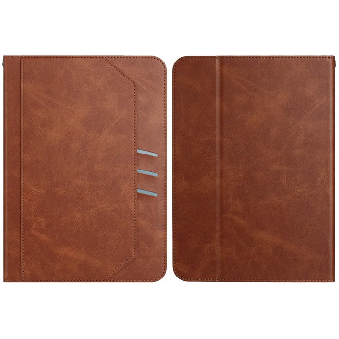 For 10 inch Universal Tablet Case Retro Cowhide Texture Leather Cover with Card Holder - Coffee - 1